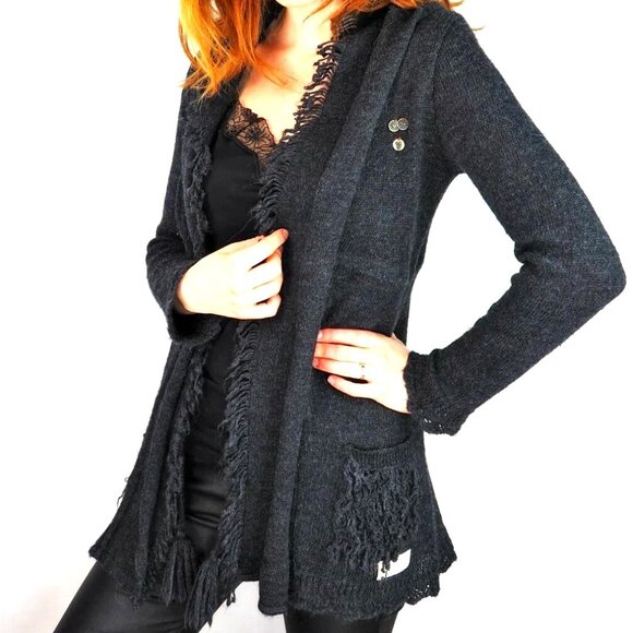 Odd Molly Sweaters - Luxe Rare Wrap Sweater ODD MOLLY 474 Soft Cardigan Alpaca Wool Pockets Frills S